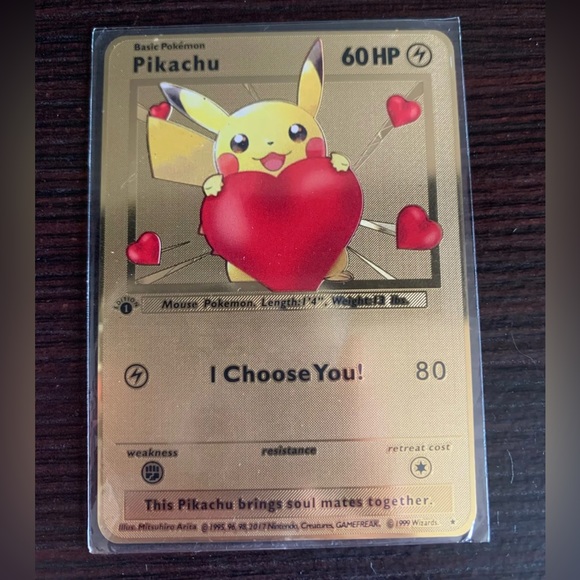 Pokémon I CHOOSE YOU! Pikachu Gold Metal Card - Picture 2 of 3